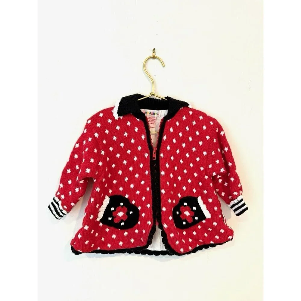 Vintage Gymboree Sweater Red White Winter Kids xs 90s